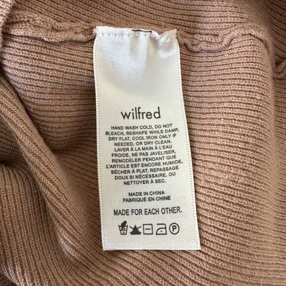 Aritzia Wilfred Sweetheart Sculpt Knit Blouse Long Sleeve Viscose Blend Brown Sz - Picture 8 of 10